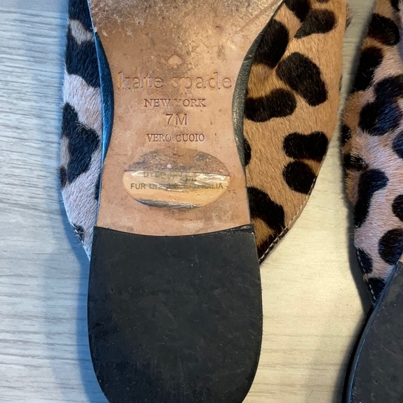 Kate Spade Cece Too Calf Hair Leopard Print Mules Brown Black - Size 7 Medium - Picture 9 of 16